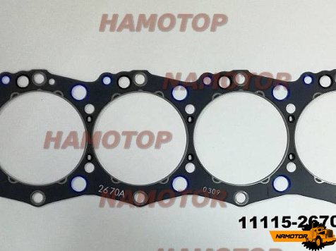 Прокладка ГБЦ HINO J07E, J07C 11115-2890, 11115-E0110, 11115-2780, 11115-2670, 11115-2601, 11115-2481 (metal-paranit) SANWA